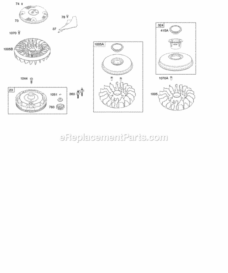 Flywheel Diagram and Parts List for 21B707-0453-E1  Briggs and Stratton Engine